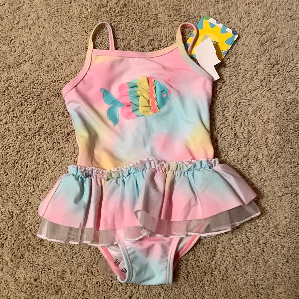 Little me girls bathing suit 18 months in tie die colors